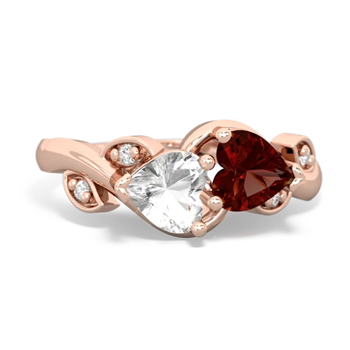 white topaz-garnet floral keepsake ring