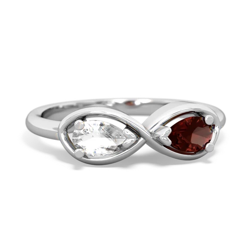 White Topaz Genuine White Topaz with Genuine Garnet Infinity ring Ring