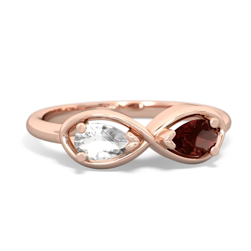 white topaz-garnet infinity ring