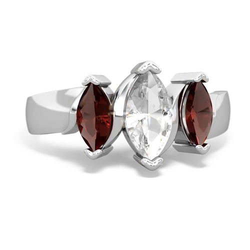 White Topaz Genuine White Topaz with Genuine Garnet and Genuine Black Onyx Three Peeks ring Ring