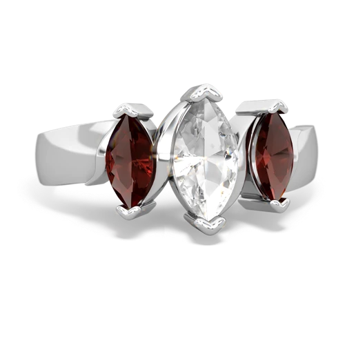 white topaz-garnet keepsake ring