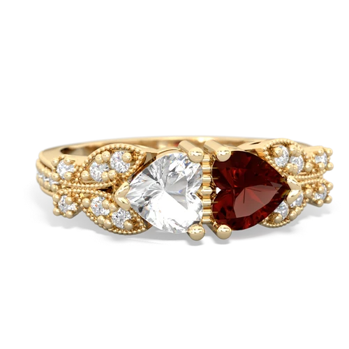 White Topaz Genuine White Topaz with Genuine Garnet Diamond Butterflies ring Ring