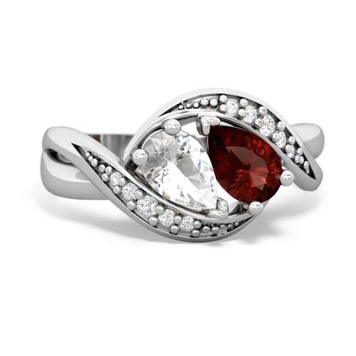 white topaz-garnet keepsake curls ring