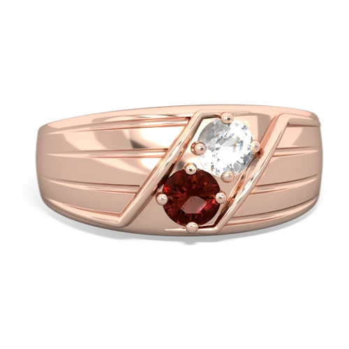 white topaz-garnet mens ring