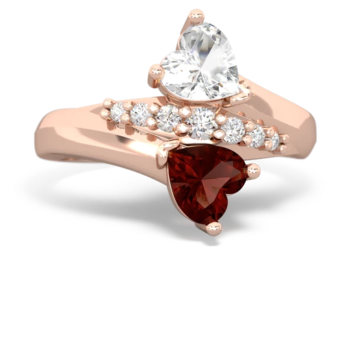 white topaz-garnet modern ring