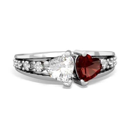 white topaz-garnet modern ring