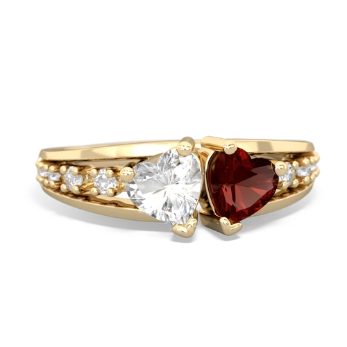 white topaz-garnet modern ring