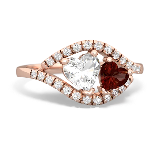 white topaz-garnet mother child ring