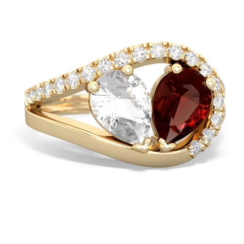 white topaz-garnet pave heart ring