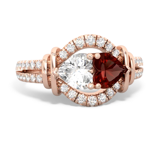 white topaz-garnet pave keepsake ring