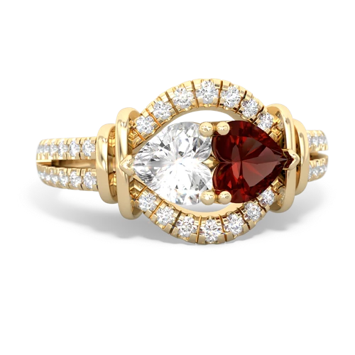 white topaz-garnet pave keepsake ring