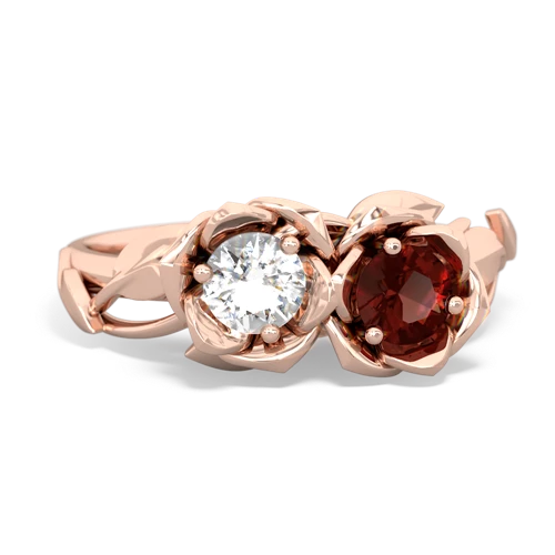 white topaz-garnet roses ring