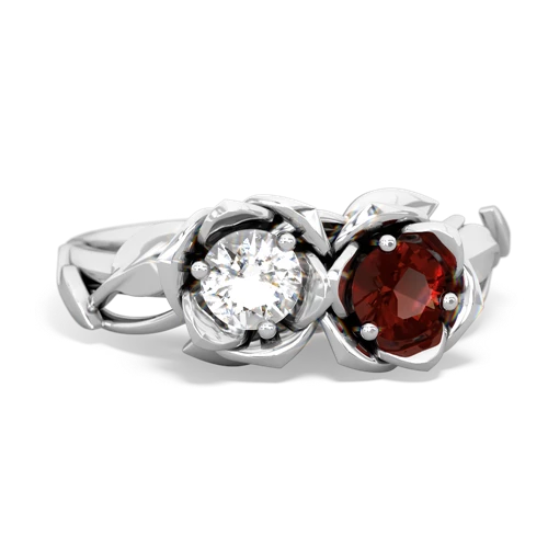 white topaz-garnet roses ring