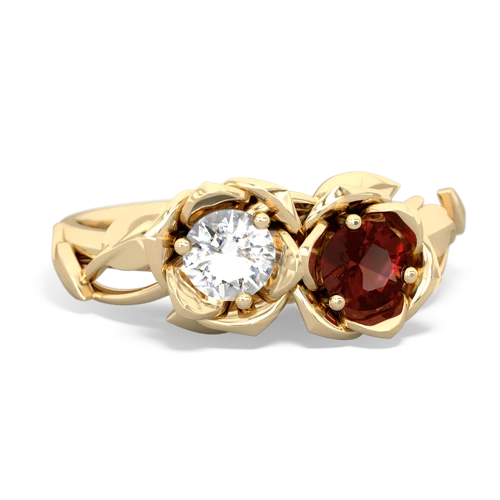 white topaz-garnet roses ring