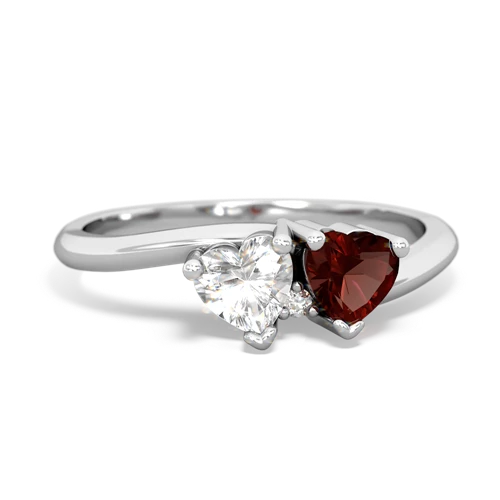 White Topaz Genuine White Topaz with Genuine Garnet Sweetheart's Promise ring Ring