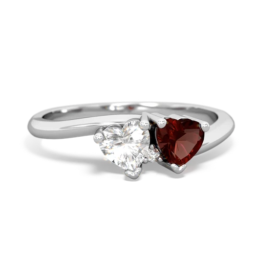 white topaz-garnet sweethearts promise ring