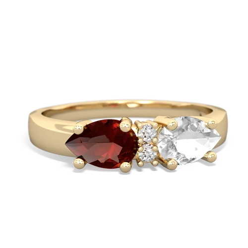 White Topaz Genuine White Topaz with Genuine Garnet Pear Bowtie ring Ring