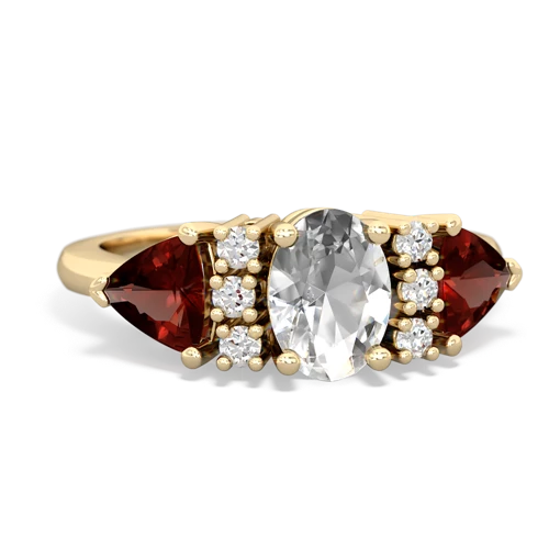 white topaz-garnet timeless ring