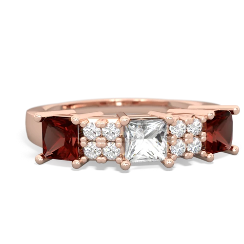 white topaz-garnet timeless ring