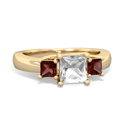 white topaz-garnet timeless ring