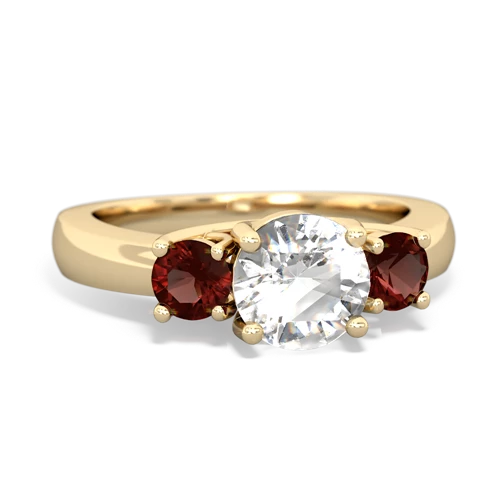 white topaz-garnet timeless ring