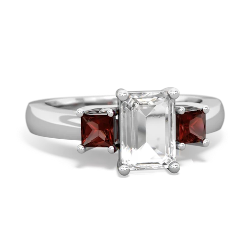 white topaz-garnet timeless ring