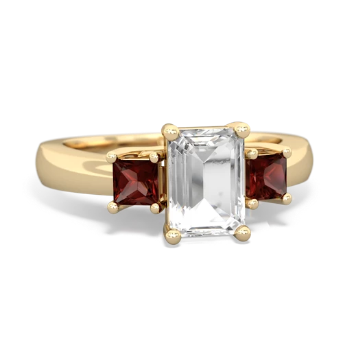 white topaz-garnet timeless ring