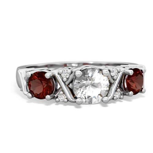 white topaz-garnet timeless ring