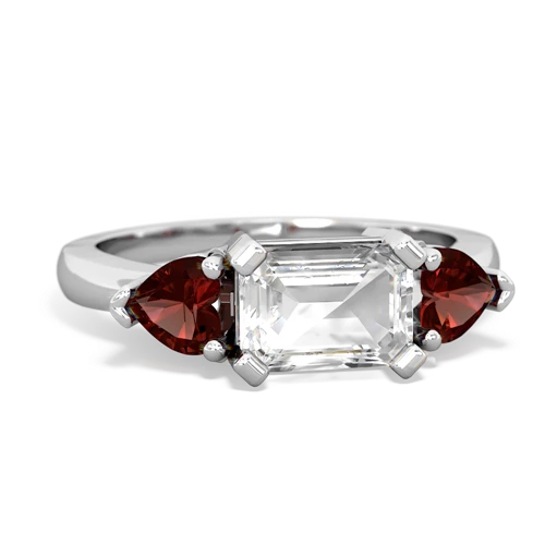 white topaz-garnet timeless ring