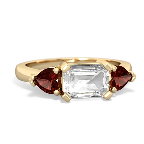 white topaz-garnet timeless ring