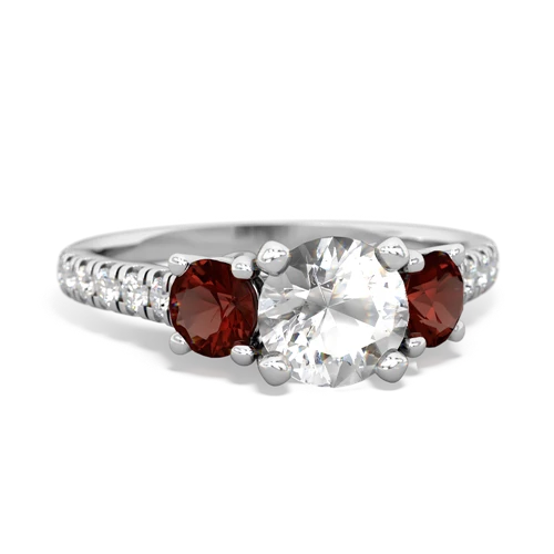 White Topaz Genuine White Topaz with Genuine Garnet and Genuine Peridot Pave Trellis ring Ring