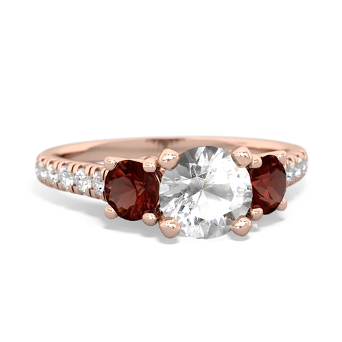 white topaz-garnet trellis pave ring