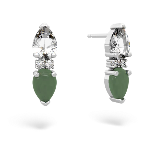 white topaz-jade bowtie earrings