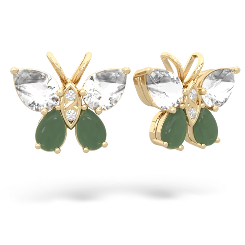 white topaz-jade butterfly earrings