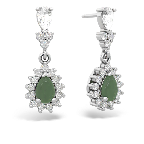 white topaz-jade dangle earrings