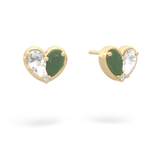 white topaz-jade one heart earrings
