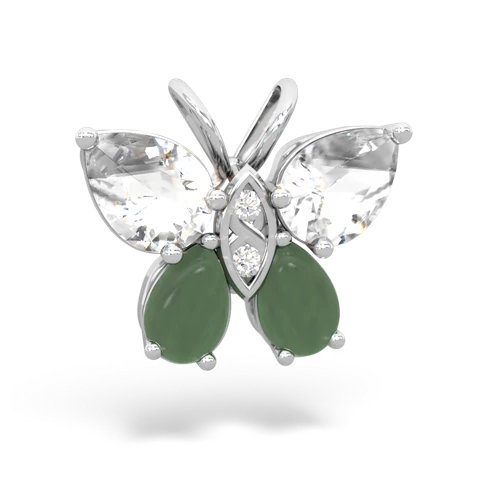 white topaz-jade butterfly pendant