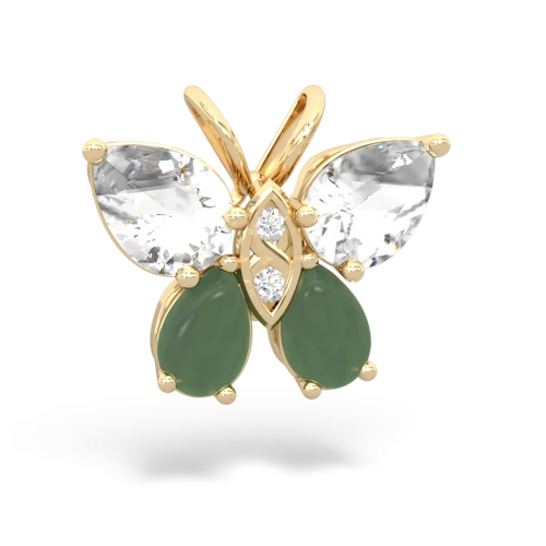 white topaz-jade butterfly pendant