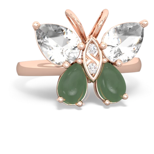 white topaz-jade butterfly ring