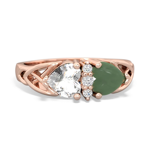 white topaz-jade celtic ring