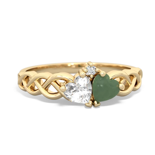white topaz-jade celtic braid ring