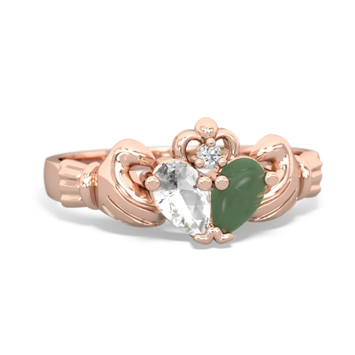 white topaz-jade claddagh ring