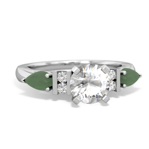 white topaz-jade engagement ring