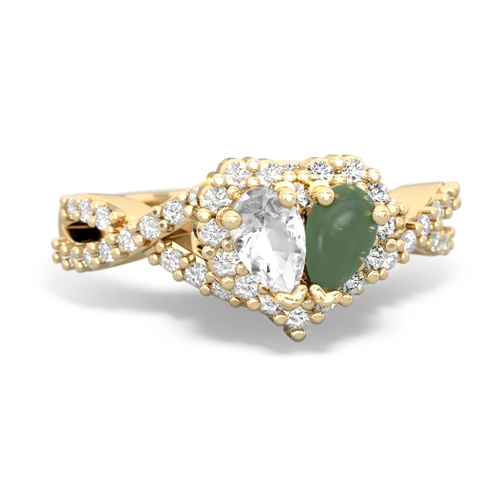 white topaz-jade engagement ring