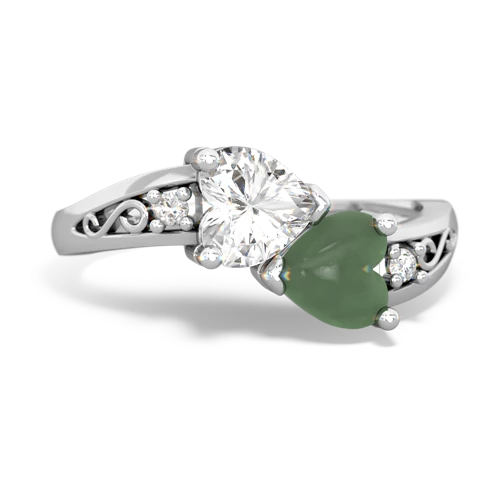 white topaz-jade filligree ring