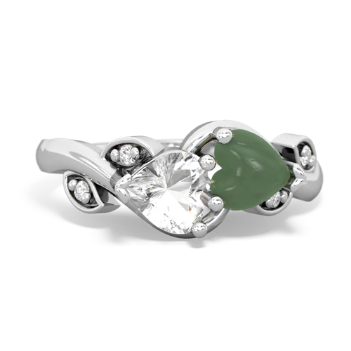 white topaz-jade floral keepsake ring
