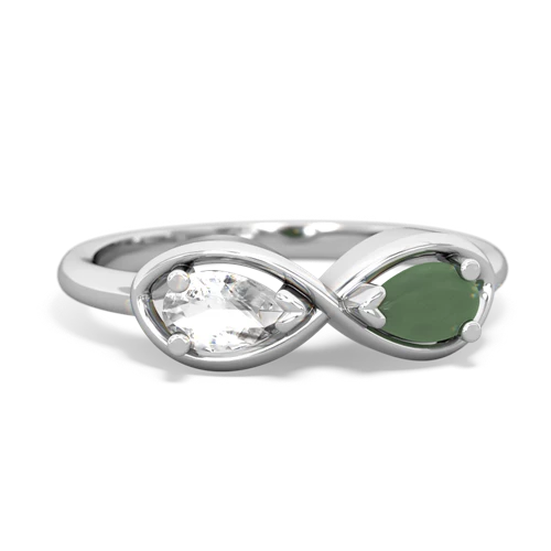 white topaz-jade infinity ring