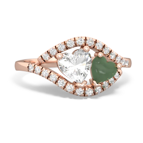 white topaz-jade mother child ring