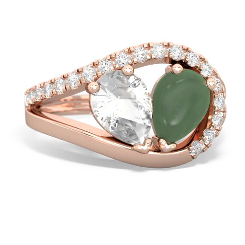 white topaz-jade pave heart ring