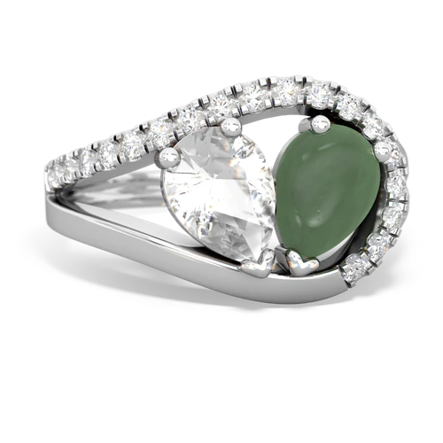 white topaz-jade pave heart ring